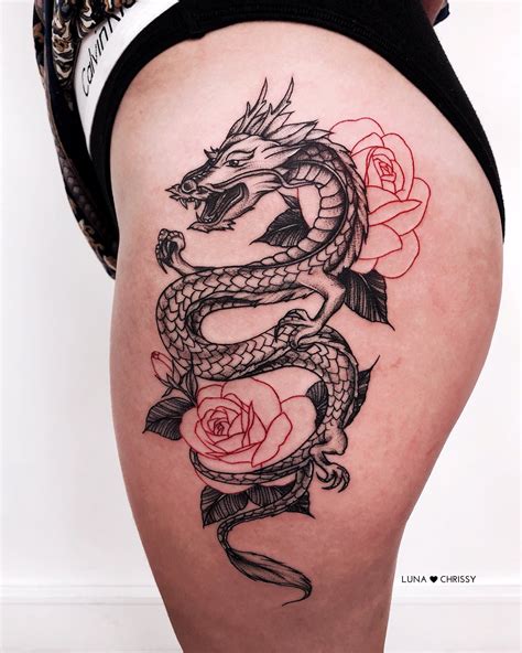 𝐋 𝐔 𝐍 𝐀🩸 On Twitter Dragon Thigh Tattoo Thigh Tattoos Women Dragon