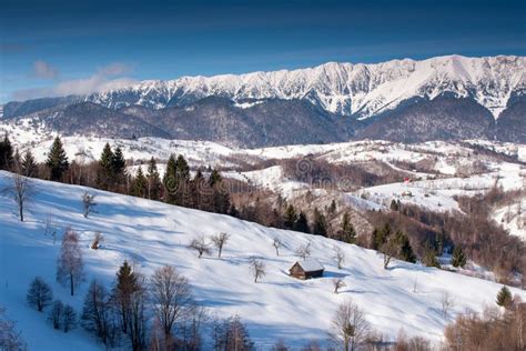 Winter In Romania Carpathian Mountains Village In Transylvania Stock