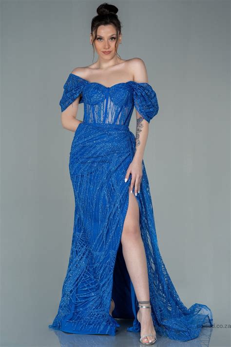 5146 blue off shoulder sheer corset slit dress poised fashion featured collections amp