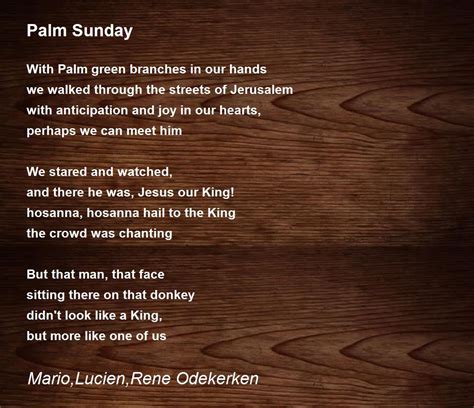 Palm Sunday Palm Sunday Poem By Mario Lucien Rene Odekerken