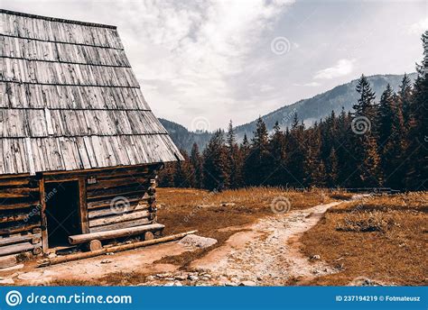 A Wooden Hut In A Mountain Glade Tatra Mountains Poland Stock Image