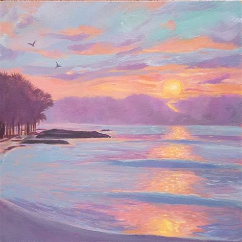 Sunset Beach Sunset Painting 2020 Acrylic Painting By Mary