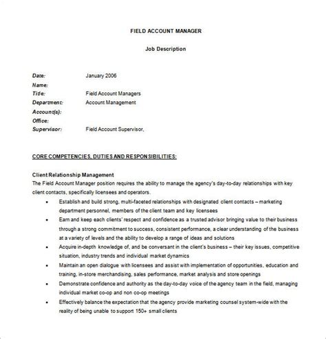 Account Manager Job Description Template 14 Free Word Pdf Format