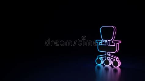 3d Glowing Neon Symbol Of Symbol Of Office Chair Isolated On Black