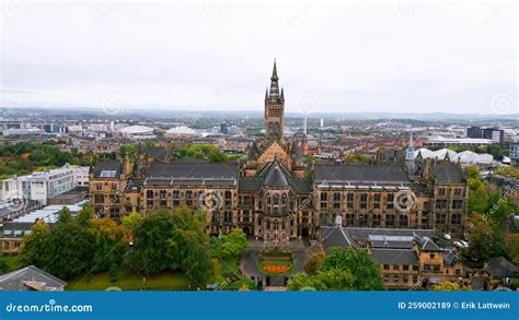 University Of Glasgow Historic Main Building From Above Aerial View