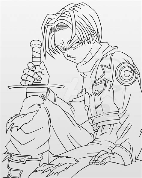 The difference betwen this one and the one wich is in tekilazo's gallery, is the brightness that this dragon ball super trunks rage. Future Trunks (Line-Art) by AubreiPrince (com imagens ...