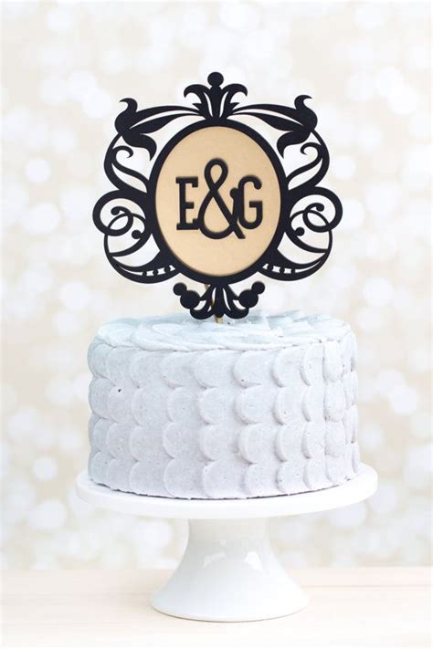 Monogram Wedding Cake Topper Black And Gold 2040157 Weddbook