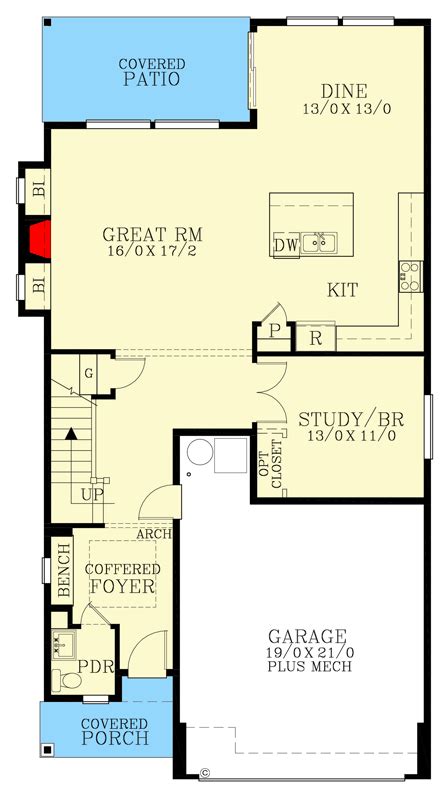 30 Foot Wide House Plan With Flex And Bonus Rooms 28105j
