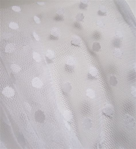 White Polka Dot Tulle Fabric 47 Wide Sold Per Metre