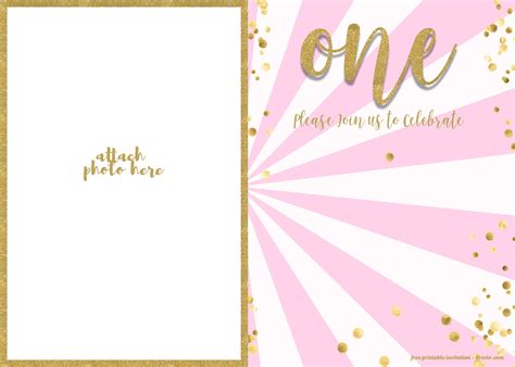st birthday invitation pink  gold glitter
