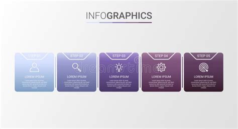 Business Data Visualization Infographic Template With 5 Steps On Gray