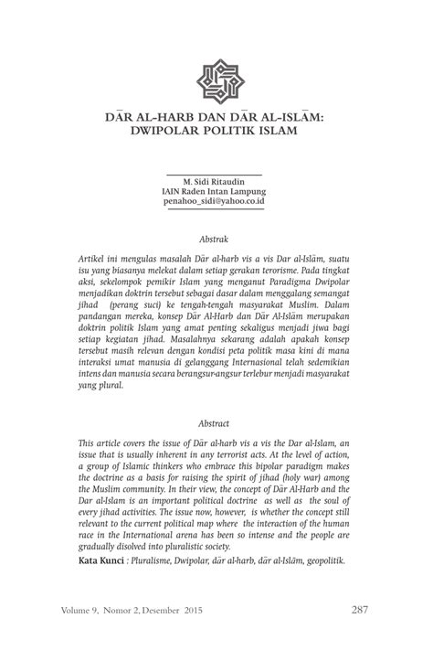 Pdf DĀr Al Harb Dan DĀr Al IslĀm Dwipolar Politik Islam