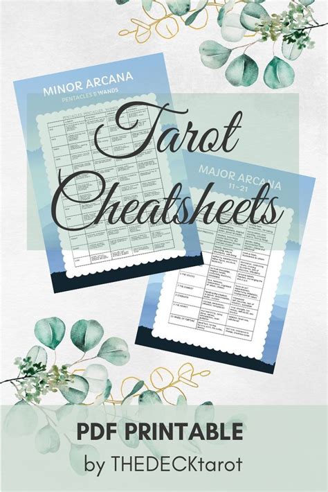 Printable Tarot Cheatsheet 4 Pages Learn Tarot Diy Book Of Shadows