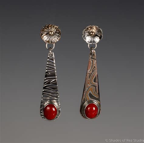 Asymetrical Coral Earrings Shades Of Rez Studio Designs By Tim