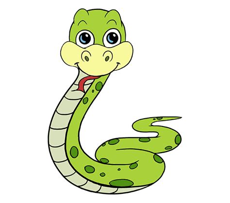 How To Draw A Cartoon Snake Easy Step By Step Drawing Guides