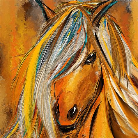 Born Free Colorful Horse Paintings Yellow Turquoise