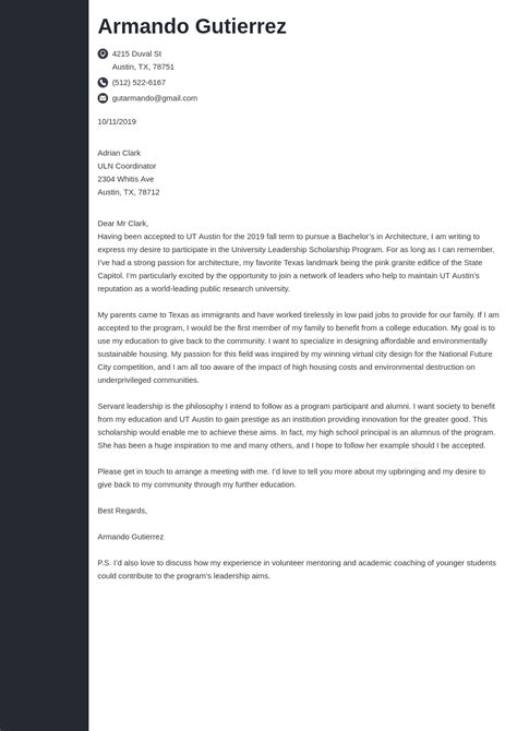 Admission Letter For College With Work Experience : High School Student