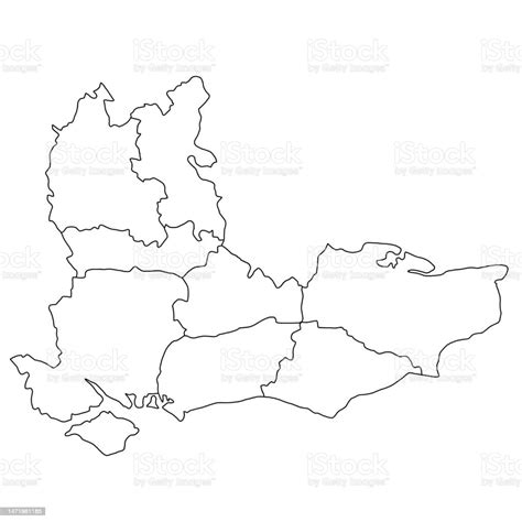 South East England Ceremonial Counties Blank Map High Detailed