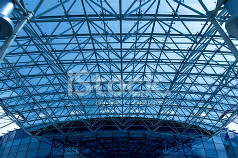 Abstract Blue Geometric Ceiling Stock Photo Royalty Free Freeimages