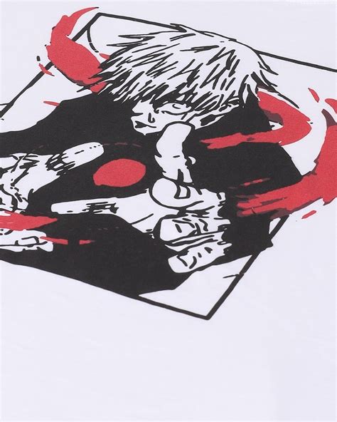 Buy Men S White Anime Jujutsu Kaisen Satoru Gojo Graphic Printed T Shirt Online At Bewakoof