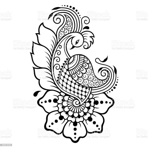 Modèle De Tatouage Au Henné De Fleur Mehndi Style Ensemble Des Motifs