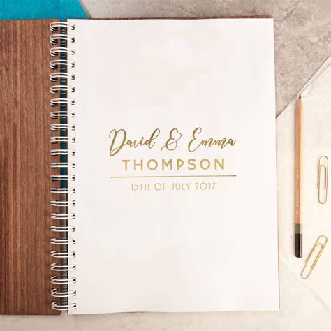 Personalised Gold Foiled Walnut Wedding Guest Book