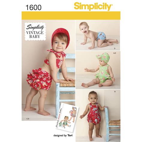 Simplicity Pattern 1600 Babies Vintage Romper Set Patterns And Plains