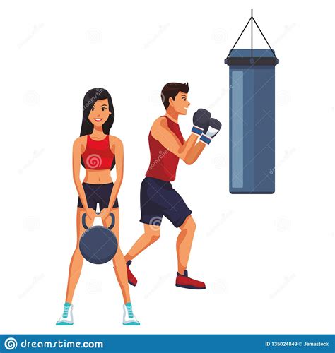 Fitness People Cartoon Stock Vector Illustration Of Athletic 135024849
