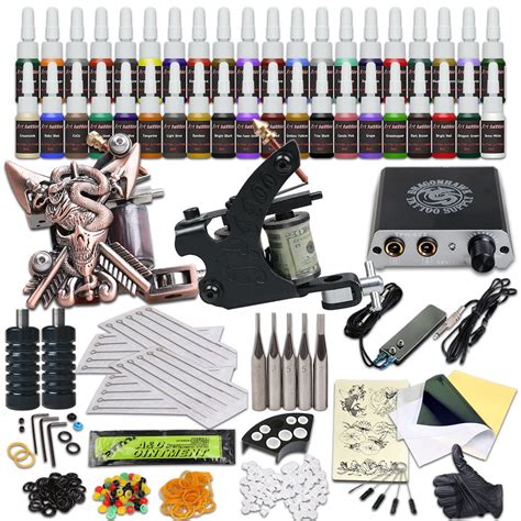 Beginner Complete Tattoo Kit 2 Machine Gun 40 Color Ink Power Supply