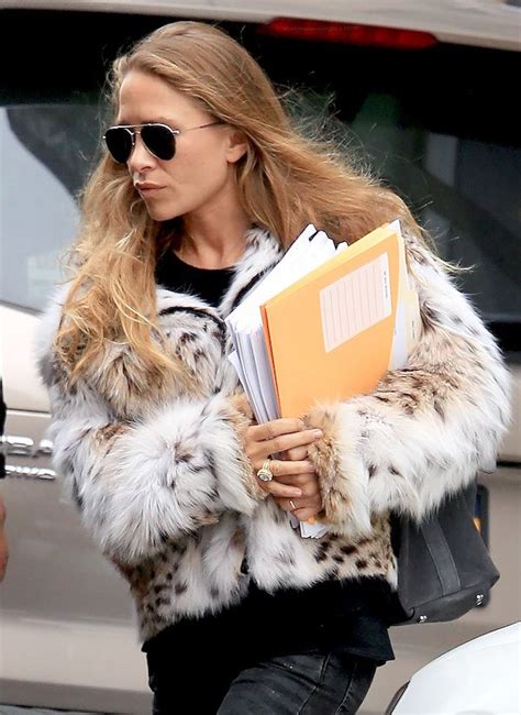 Olsens Anonymous Mary Kate Olsen Steps Out In An Animal Print Fur Coat