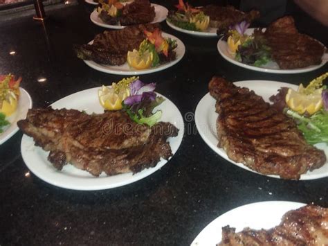 10 Oz Ribeye Steaks Garnished To Perfection Stock Image Image Of