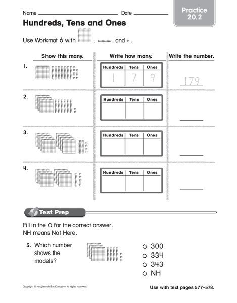 Place Value Hundreds Tens And Ones Worksheet For 1st 2nd Grade