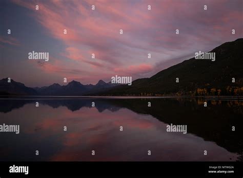 Evening Reflection Lake Mcdonald Glacier National Park Montana Stock