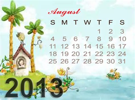Printable August Monthly Calendars