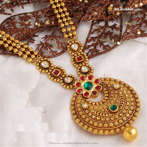 Gold Antique Necklace From Josalukkas ~ South India Jewels Antique