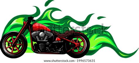 Red Custom Motorcycle Flames Vector Illustration Stock Vector Royalty