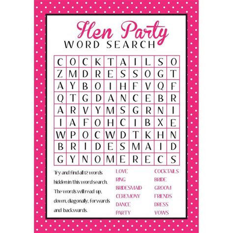 Free Printable Ladies Night Games Printable Word Searches
