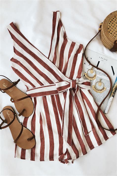 pier pleasure red and white striped romper fashion outfits outfits summer outfits
