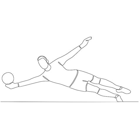 Premium Vector Continuous Line Drawing Football Player Goalkeeper