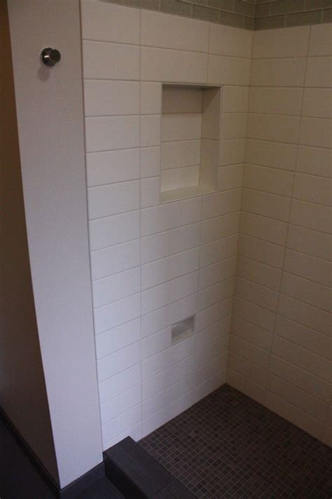 A popular small tile option is glass mosaic tile, and it can be used behind the tub, as the vanity backsplash, or as shelving in the shower. 147 best images about Subway Tile on Pinterest | Kitchen ...