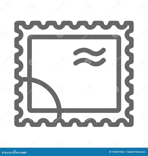 Postal Stamp Line Icon Delivery Symbol Paper Retro Post Stamp Vector