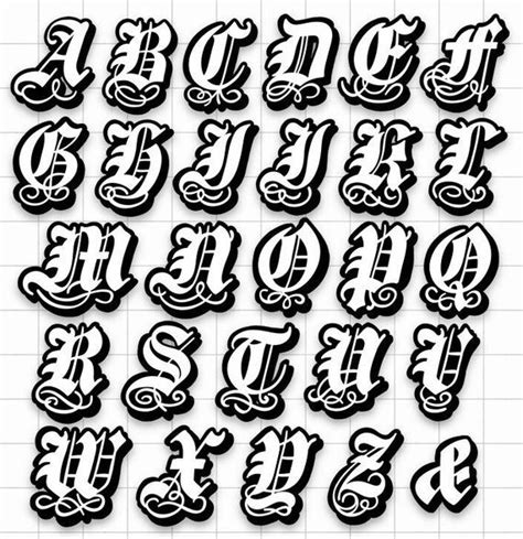 Custom Large Full Cover 12 Old English Letters White Nail Art
