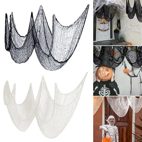 ⚜2m 4m Giant Spider Web Halloween White Black Stretch Cobweb For