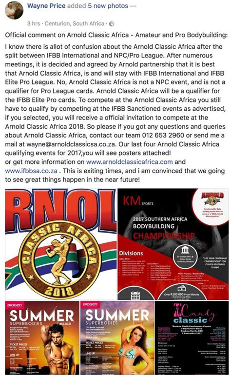 Breaking News Arnold Classic Africa To Be A Ifbb Elite Pro Event