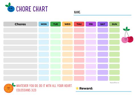 Free Printable Blank Weekly Chore Chart For Kids The Purposeful Mom