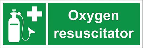 Oxygen Resuscitator Safety Sign 12mm Rigid Plastic 150mm X 50mm