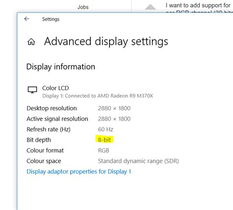 How To Query True Display Bit Depth Under Windows 10