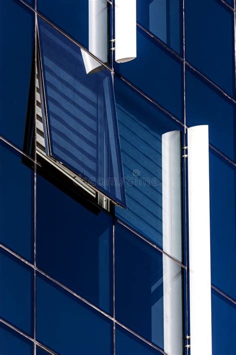 Open Window On A Glass Facade Of A Modern Building Photography Stock