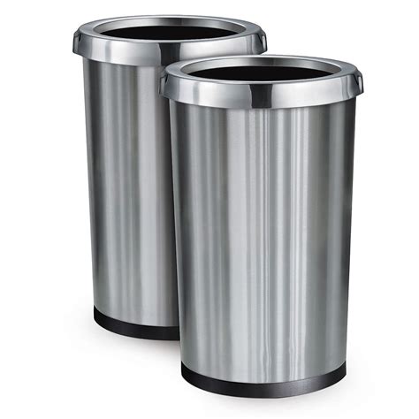 2 Pack Stainless Steel Commercialhomeoffice Trash Bin Garbage Can 13