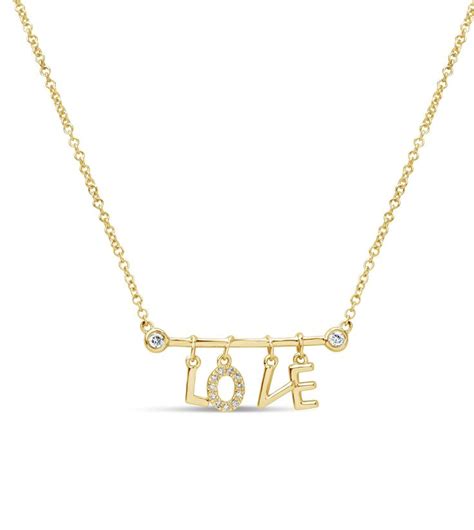 Diamond Love Necklace 14k Gold Fine Jewelry Word Etsy Word